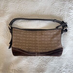 Coach SoHo Brown and Tan Canvas + Suede Shoulder Bag